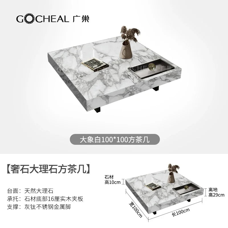 Aesthetic Simple Side Table Marble Minimalist Luxury Modern Coffee Tables Living Room Korean Couchtisch Postmodern Furniture - Kimlud