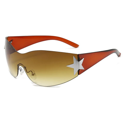 Fashion Sunglasses for Women Men Trendy Shield Wrap Around Sunglasses Oversized Fashion Frameless Sun Glasses