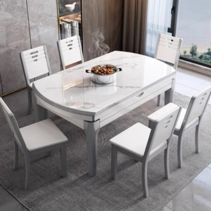 Minimalist Luxury Dining Table Extendable Nordic Centerpiece Hall Dining Table Chairs Multifunctional Muebles Home Furniture