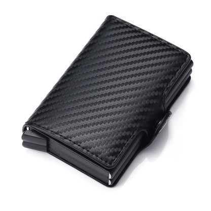 Carbon Fiber RFID Blocking Protection Men Credit Card Holder Wallet Leather Metal Aluminum Luxury Business Bank Cardholder Case