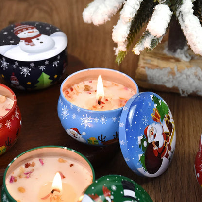 Christmas Aromatherapy Candle Jar Christmas Scented Candle Tin Jar Cans Candle Merry Xmas Decor For Home New Year Navidad Gifts