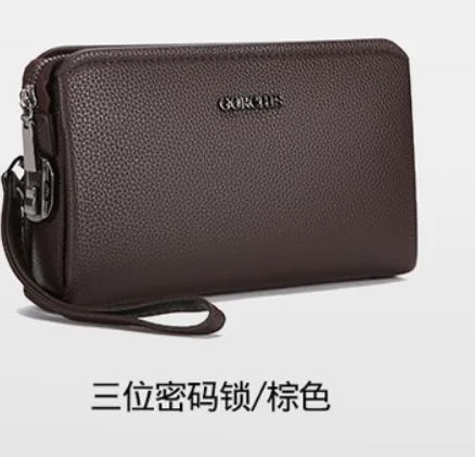 Leather Wallet FL-V1 Men Business Clutch Bag Smart Fingerprint lock Security Anti Theft Handbag Black Safety Men Wallet...