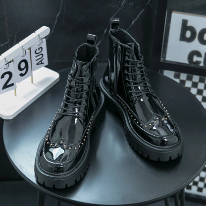 Autumn Men Platform Boots Casual Genuine Leather Shoes Personalized Design Motorcycle Boots Thick Sole Sneakers Party...