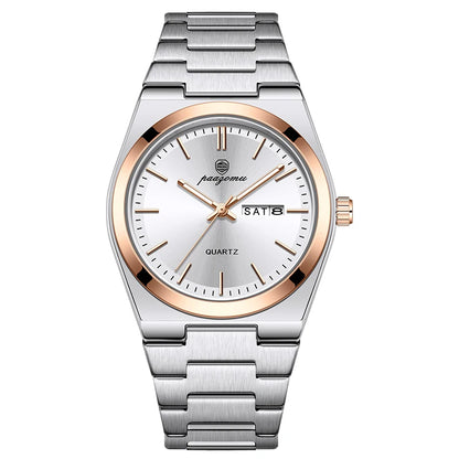 PAAZOMU Elegant Watch For Women Waterproof Luminous Date Week Ladies Watches Quartz Stainless Steel Woman's Fashion Wristwatch