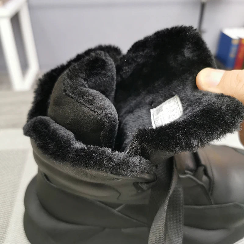 Handcrafted Sneakers Cowhide Leather Unisex Hand-painting High top Sports Running Shoes Of Men Warm Snow Boots Women Ankle Boots