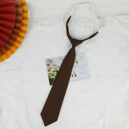 Trendy Black and Navy JK Tie Girl's Boy's Korean Uniform for Students Pre-tied Short Tie with Handmade Design