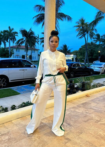 FAGADOER Fashion Sports 2 Pieces Set for Woman Long Sleeve Crop Top and Long Pants Matching Suit Female Streetwear...