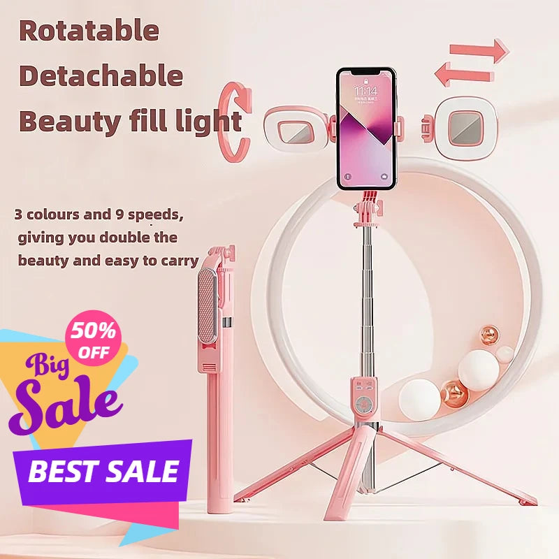 P87-TC selfie stick tripod 360 °/180 ° rotating selfie stick phone holder, with wireless Bluetooth remote control expandable