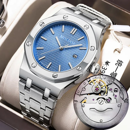 Men's Watch Men's Hollow Waterproof Luminous Calendar Double Butterfly Button Tiktok Luxury Watch Numberless Watch for Men