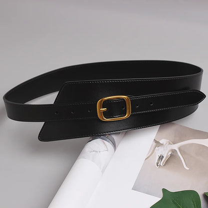 Women's Coat Wide Waistband Genuine Leather Cummerbunds Female Dress Corsets Versatile Waist Belts Decoration Wide Belt...