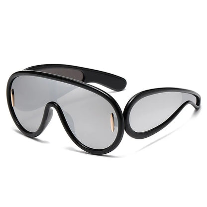 Sports Punk Oversized Sunglasses Steampunk Y2K Women Men Personality Sun Glasses Ladies 2023 Luxury Brand Eyewear Goggle UV400 - Kimlud