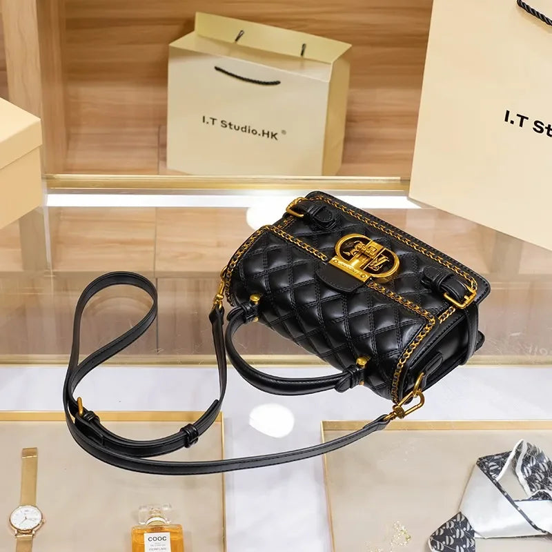 Women's handbag genuine diamond grid handbag women's 2024 new high-end designer crossbody shoulder small square bag |...