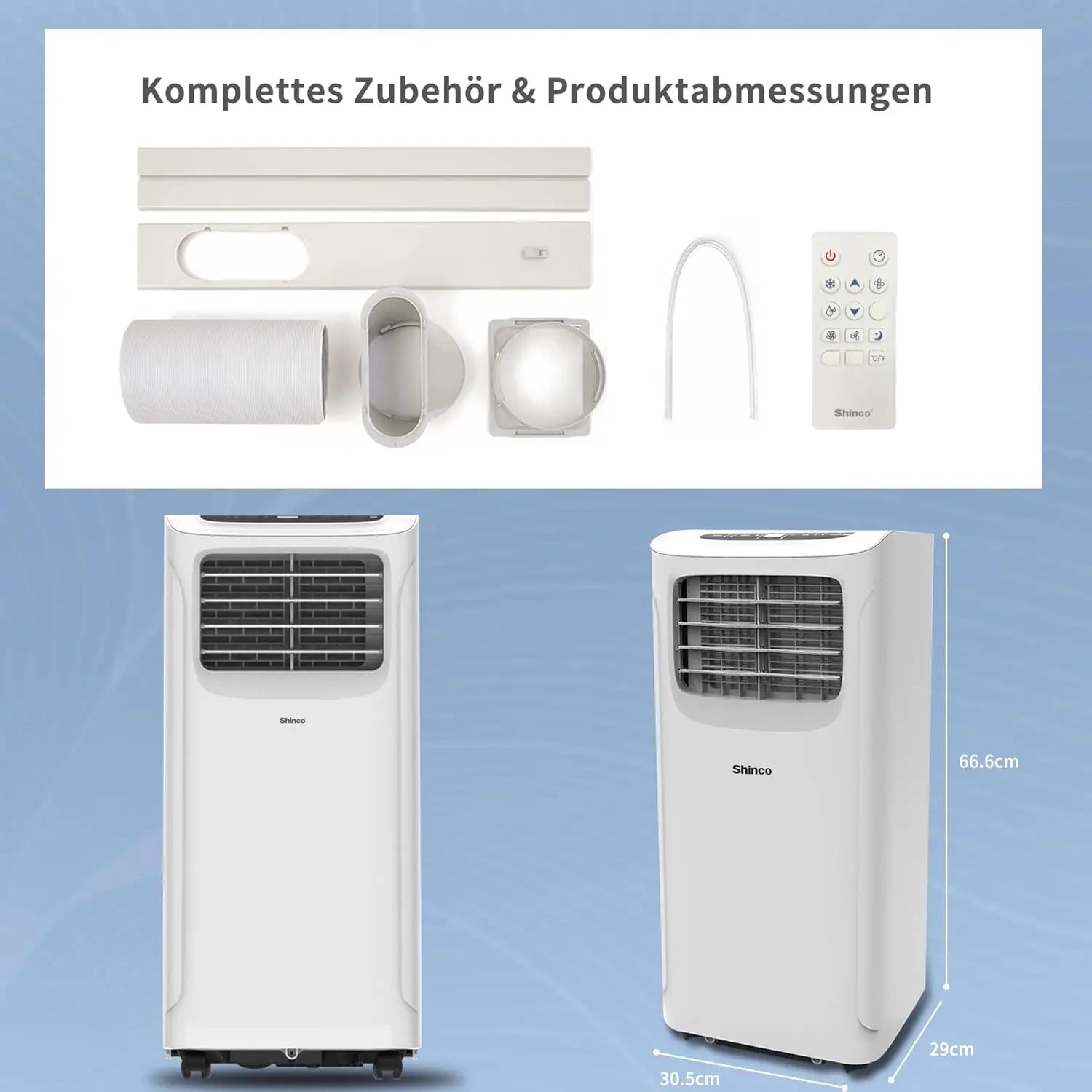 Shinco Mobile Air Conditioner, 7000 BTU, 2.05 kW, 3-in-1 Air Conditioning, Cooling & Ventilating & Dehumidifying, Mobile...