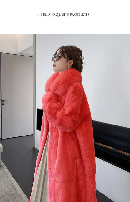 5XL Oversized Autumn Winter Faux Fur Coat Women Loose Long Plush Jackets Thick Warm OverCoat Female  Large Fur Collar Parka 2023