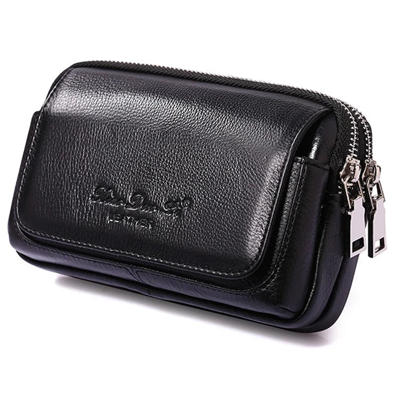 High Quality Men Genuine Leather Waist Pack Bag Coin Cigarette Purse Pocket Pouch Belt Bum Cell/Mobile Phone Case Fanny...