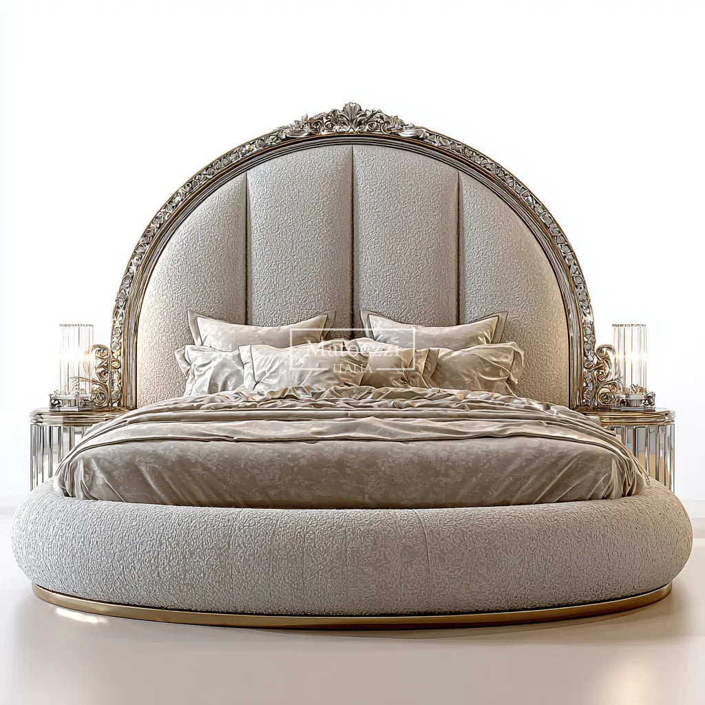 Luxury Crystal Tufted Bed Oversized Mirror Headboard Royal Baroque Velvet Upholstery for Home Hotel Elegant Bedroom Furniture - Kimlud