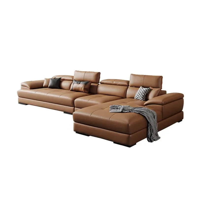 European Living Room Sofa Genuine Leather Sectional Corner Sofas Modular Luxury Sofa Sala De Estar De Luxo Modern Furniture - Kimlud