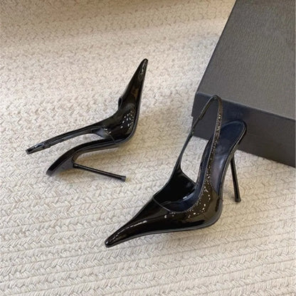 New Sexy Pointed Toe High Heeled Shoes for Woman's Thin Heels Slip-On Summer Pumps Luxury Lady Black Wedding Party Sandal