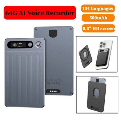 New 64G AI Voice Recorder APP Control Audio Recorder Transcribe & Summarization with ChatGPT Audio Dictaphone for Meetings/Calls