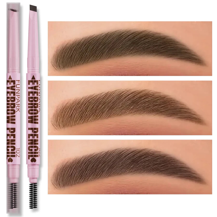 2 in 1 Professional Eyebrow Pencil Eye Makeup for Women 5 Colors Waterproof Long Lasting Eyebrow Brush Eye Brow Pen Cosmetic Gif
