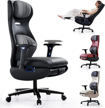 Ergonomic Office Chair with Foot Rest Reclining Chair with Adjustable Arms and Headrest High Back Gaming Chair with Lumbar