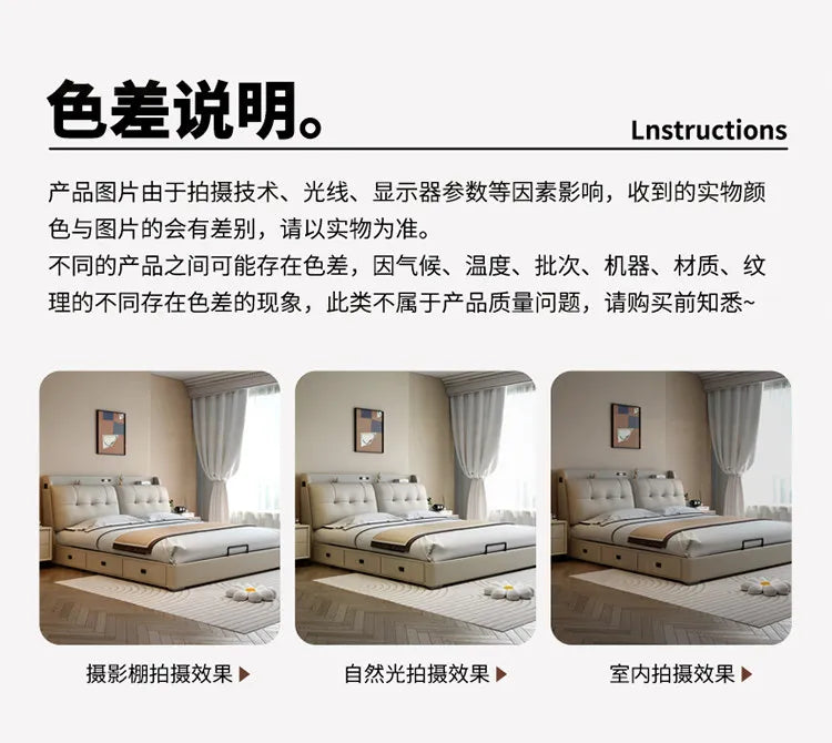 Double 1.8m Beds Storage Headboard Upholstery Minimalist Drawers Beds Frames Multifunctional Muebles Para El Hogar Furniture