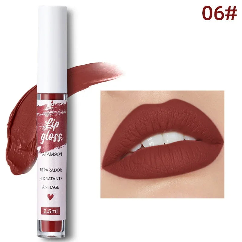Rose Red Matte Liquid Lipstick Makeup Lip Glaze Moisturizing Waterproof Durable Lip Mud Non-stick Cup Lip Gloss Makeup...