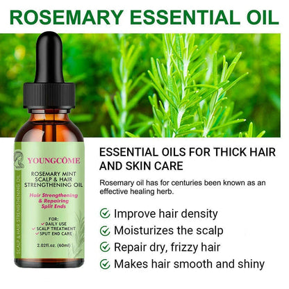 Rosemary Mint Hair Growth Oil Preventing Hair Dryness Split Moisturizing Gentle Nourishing Soft Glossy Organics Hair Care Oil