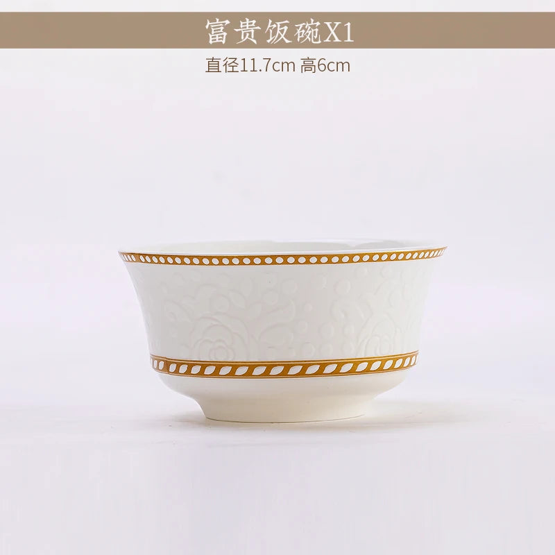 2025 New Jingdezhen Dishes Tableware Free Combination Household High-grade Bone China Tableware Housewarming Relief Rose
