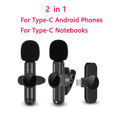 K61 Wireless Lavalier Microphone Audio Video Recording Mini Mic For iPhone iPad Android Laptop Live Gaming Smartphone Microphone - Kimlud