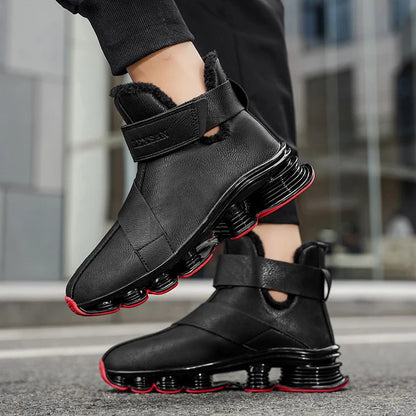Men's Warm Winter Boots Waterproof Non-Slip Plush Lined Sneaker Shoes Winter Slippers Comfortable Male Tenis Boots