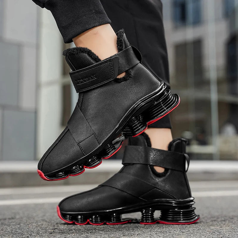 Men's Warm Winter Boots Waterproof Non-Slip Plush Lined Sneaker Shoes Winter Slippers Comfortable Male Tenis Boots