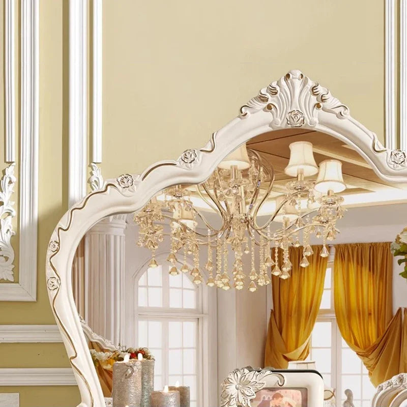European Luxury Vanity Table Girls Wooden White Tall Vanity Table Makeup Nordic Penteadeira De Maquiagem Bedroom Furniture - Kimlud