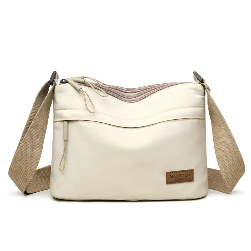 3 Main Pockets High Capacity Shoulder Crossbody Bag for Women Multi-pocket Purse Canvas Handbag Suitable for Mothers...