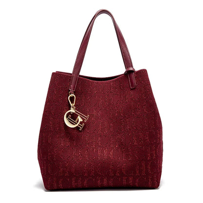 Large Capacity Letter Design Small Card Bag Accessories Handbag Fashion New Solid Color Women's Bucket Bag - Kimlud