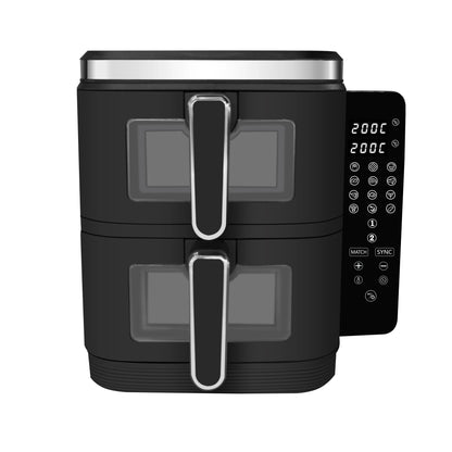 11L New Air Fryer 5.5L+5.5L Stack Air Fryer With Folding Touch Screen Big Colorful Menu