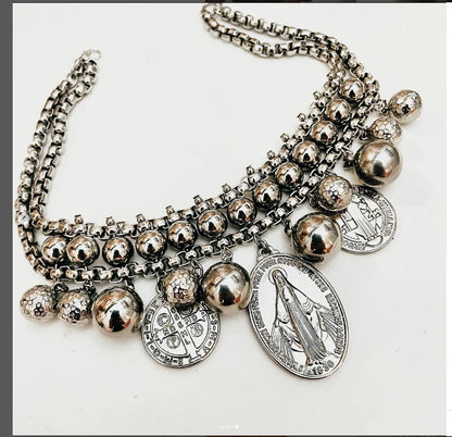 Exaggerated Lady Luxury virgin mary jesus catholic statues Necklace for Women Chokers Accessories Jewelry Gifts...