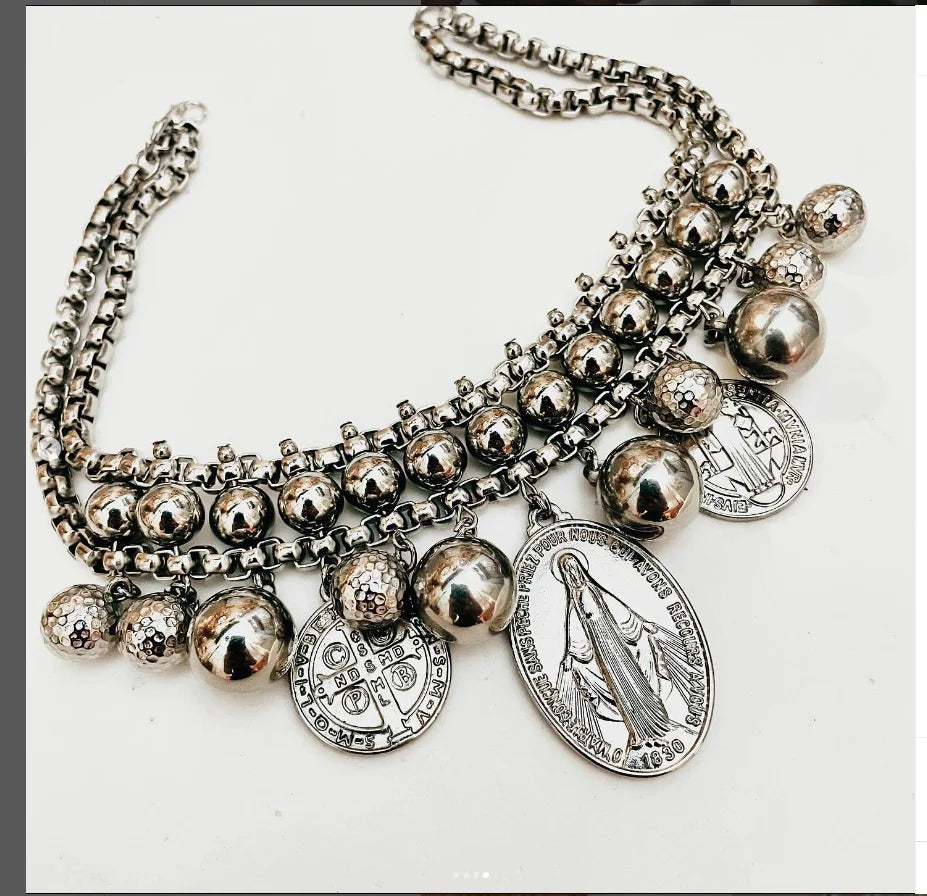 Exaggerated Lady Luxury virgin mary jesus catholic statues Necklace for Women Chokers Accessories Jewelry Gifts...