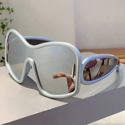 KAMMPT Trendy Square Designer Women's Shades Oversize Green Decoration Sunglasses Ins Brand Lady Sun Glasses for Driving Hiking - Kimlud