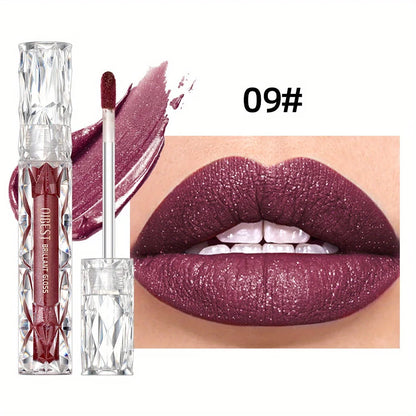Diamond Liquid Lipstick Moisturizing Lasting Purple Sparkling Waterproof Lip Gloss Matte Glitter Lipstick Korean Makeup