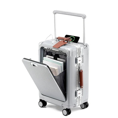 Premium PC Wide Trolley Luggage Front Opening Multi-Functional Women's 20-Inch Boarding Box and Men's 24-Inch Suitcase...