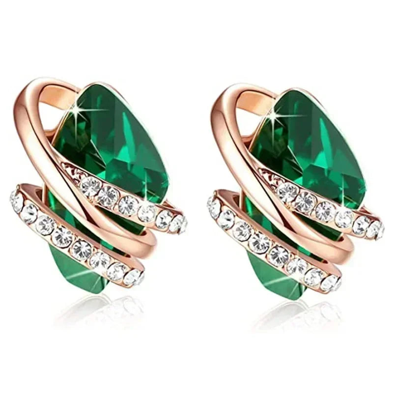 Fashionable Banquet Elegant Emerald Cubic Zirconia Earrings, High-end Inlaid Wedding Style Swaying Jewelry Accessories |...