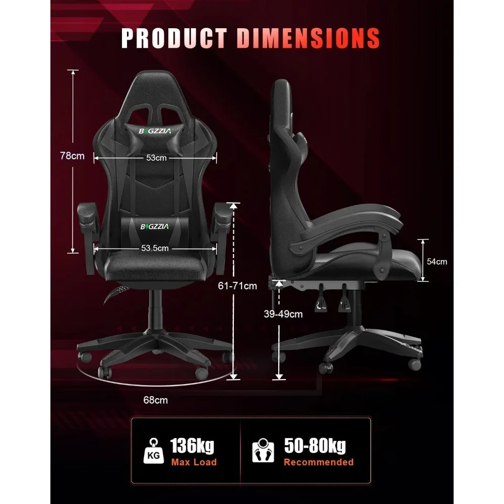 Gaming Chair with RGB LED Lights, High Back Ergonomic Computer Gamer Chair with Headrest and Lumbar Support, Racing Styl