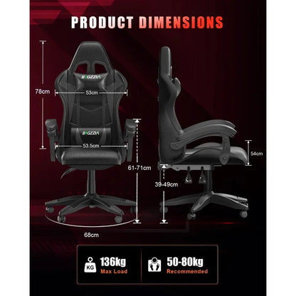 Gaming Chair with RGB LED Lights, High Back Ergonomic Computer Gamer Chair with Headrest and Lumbar Support, Racing Styl