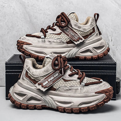 Chunky Sneakers Mens Original Designer Sports Shoes Fashion Casual Leather Fabric Breathable Height Increased Platform Gym Shoes