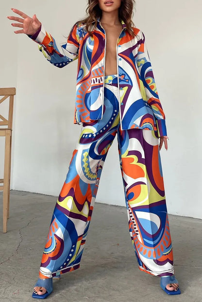 Spring New Two Piece Sets African Sets For Women New African Print Elastic Baggy Pants Rock Style Famous Suit Lady Outfits