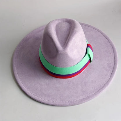 Grayish Brown Suede Hat Wide Brim 2026 NEW Fedora Hat Men Women Autumn Winter Felt Hats Classic Church Fedoras Chapeau...