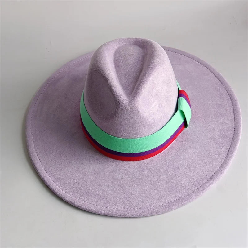Grayish Brown Suede Hat Wide Brim 2026 NEW Fedora Hat Men Women Autumn Winter Felt Hats Classic Church Fedoras Chapeau...