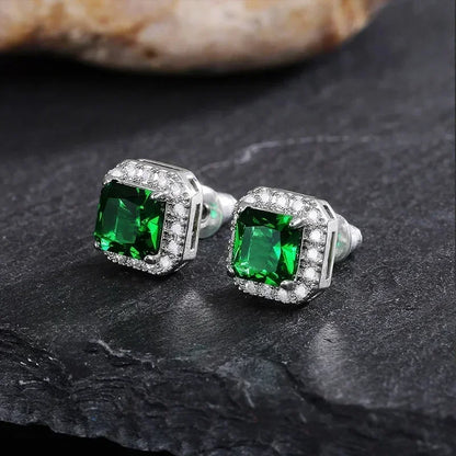 Fashionable Banquet Elegant Emerald Cubic Zirconia Earrings, High-end Inlaid Wedding Style Swaying Jewelry Accessories |...