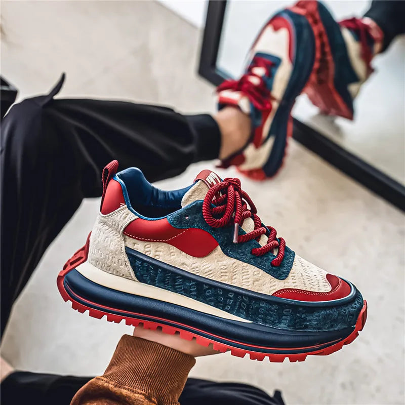 Thick Sole Men Chunky Sneakers Outdoor Wear-resistant Male Trends 2025 New Mens Casual Shoes Fashion Comfort Anti Slip Vulcanize